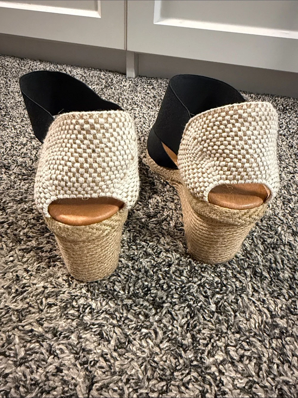 Andre Assous Women’s Black Espadrille Wedge Sandals Made in Spain